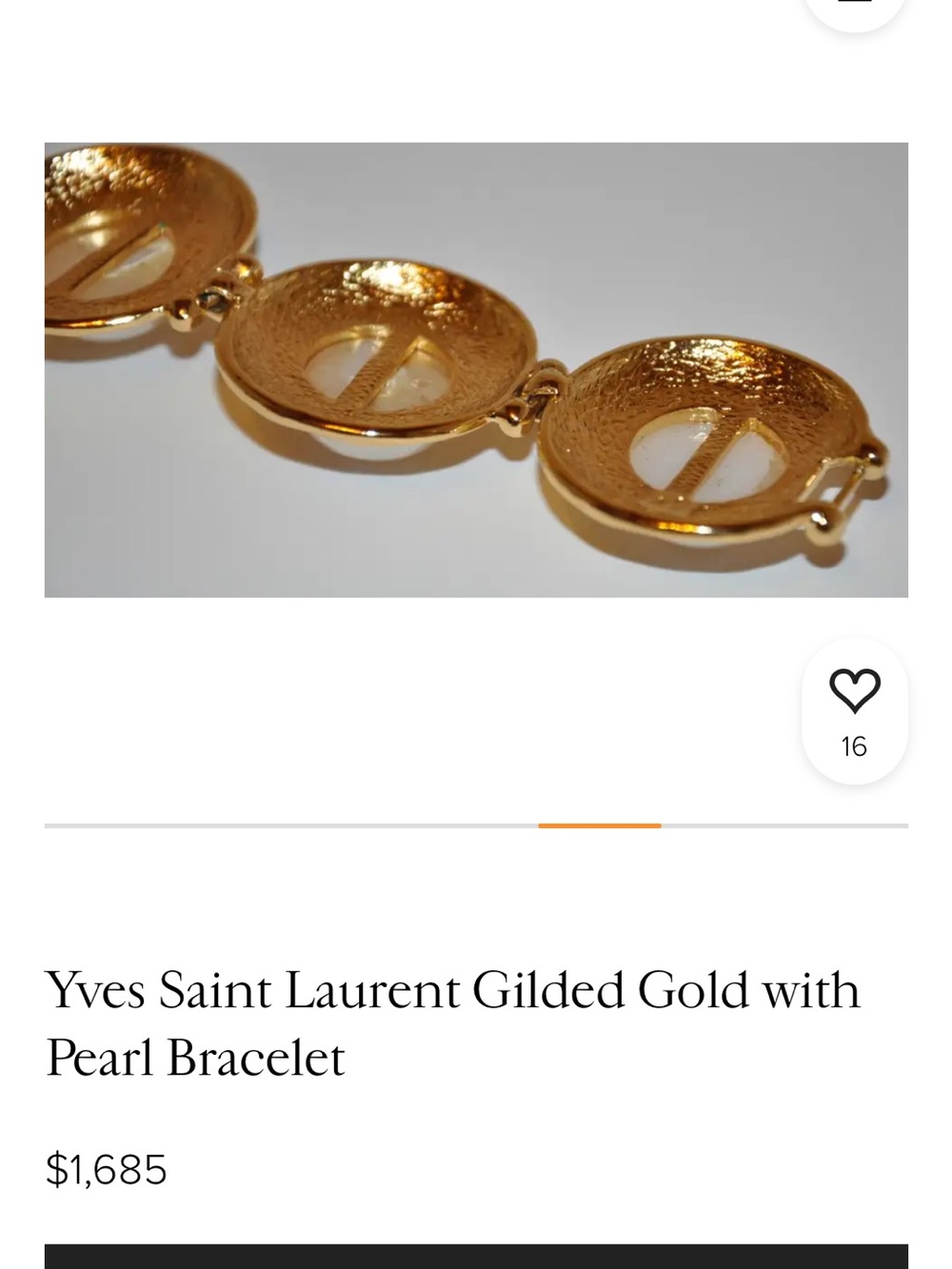 Yves Saint Laurent Gold-Tone Bracelet with Cream Pearl Cabochons - Picture 16 of 16